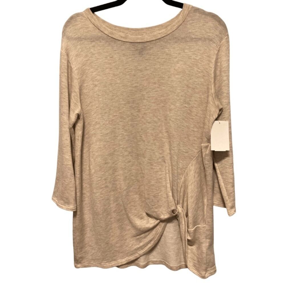 Bobeau Heather Oatmeal Knotted Shirt, S
